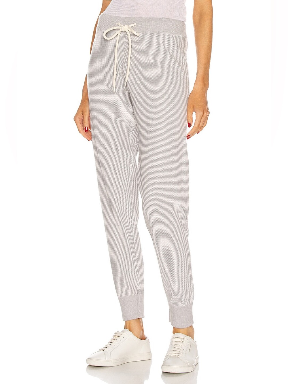 Varley Alice 2.0 sweatpants grey white waffle knit 100% cotton M cozy lounge